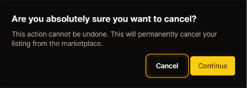 Confirm Cancel Listing